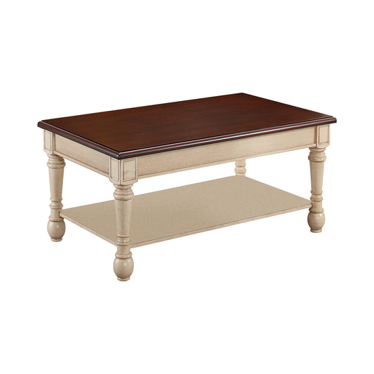 Rectangular Coffee Table Dark Cherry and Antique White