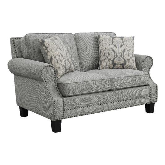 Sheldon Upholstered Loveseat with Rolled Arms Grey