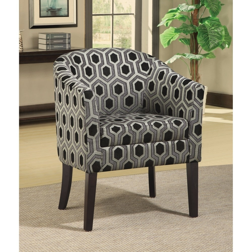 Hexagon Patterned Accent Chair Grey and Black