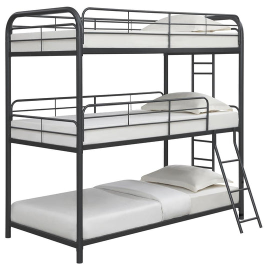 Garner Triple Bunk Bed with Ladder Gunmetal