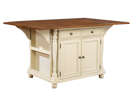 Slater 2-drawer Kitchen Island with Drop Leaves Brown and Buttermilk