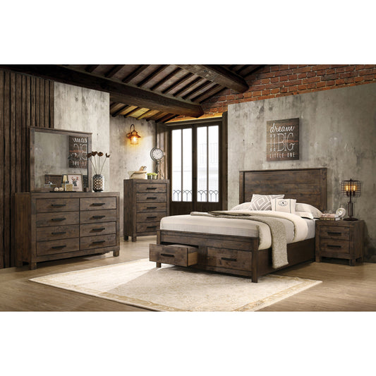 Woodmont California King Storage Bedroom Set Rustic Golden Brown