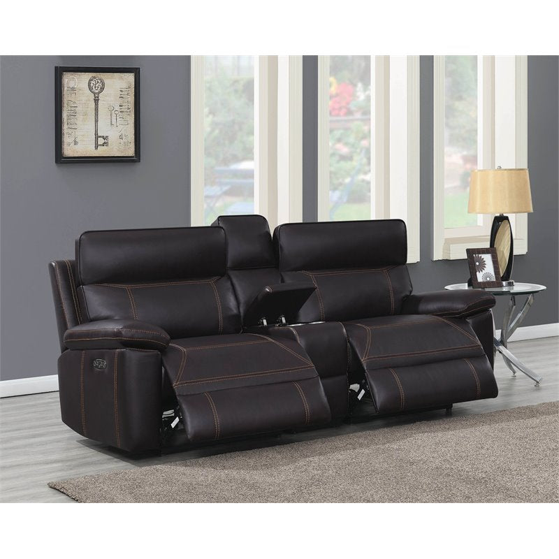 Albany Upholstered Power Reclining Seat and Power Headrest Loveseat with Console