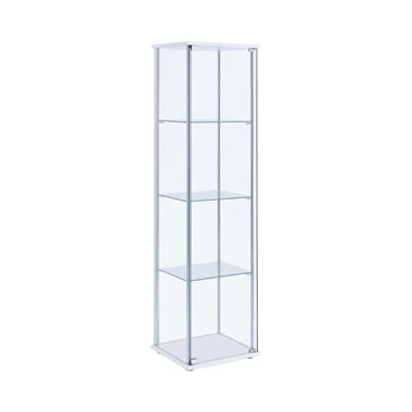 Rectangular 4-shelf Curio Cabinet White and Clear