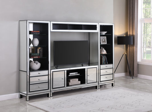 2-door TV Console Black Titanium and Silver