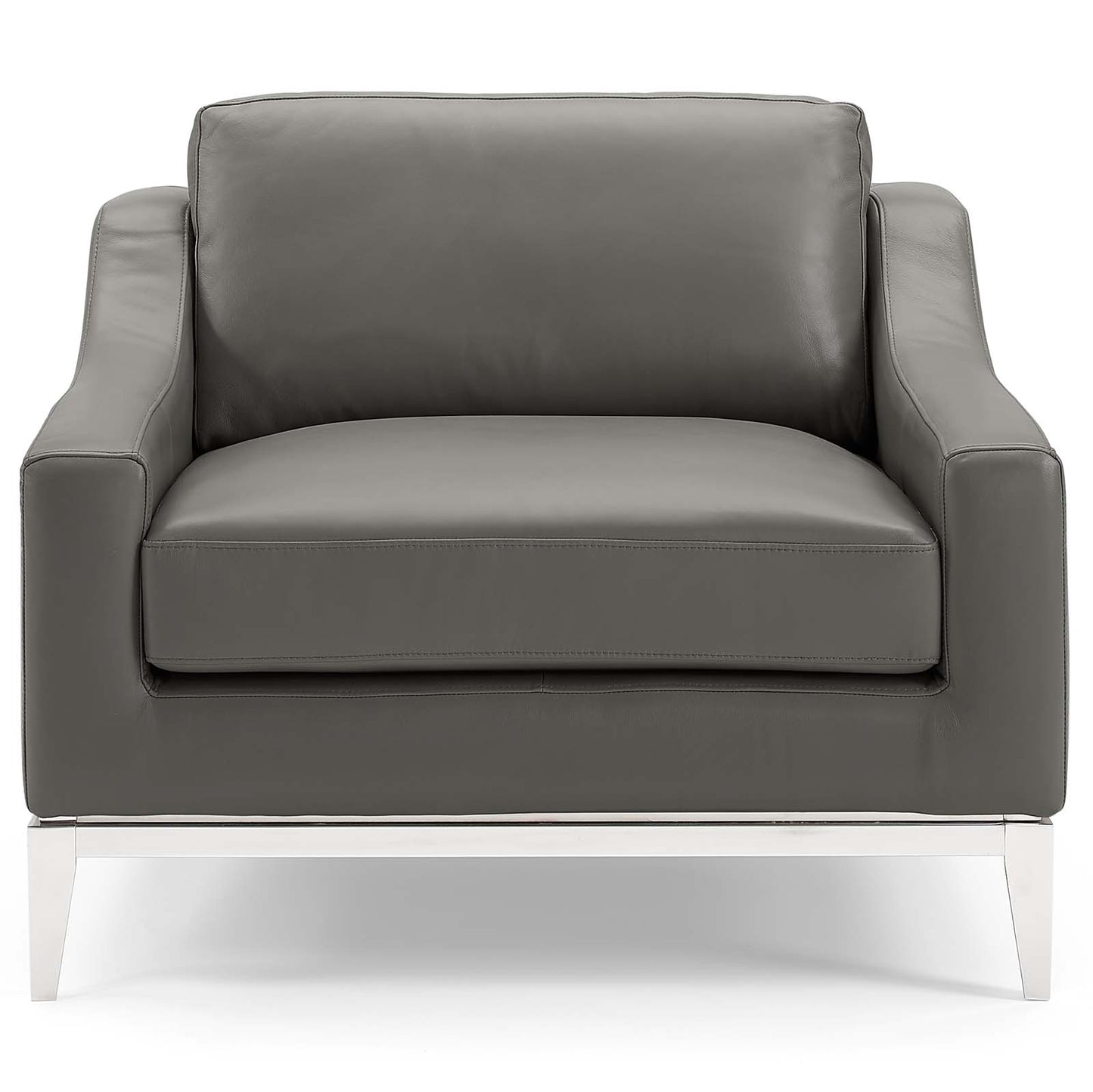 Harness Stainless Steel Base Leather Armchair