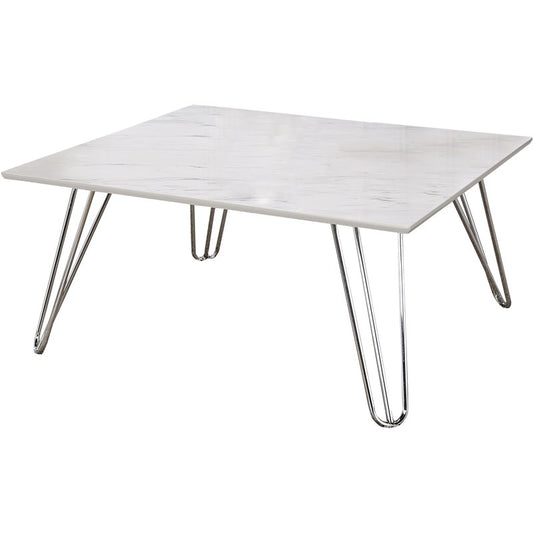 Hairpin Leg Square Coffee Table White and Chrome