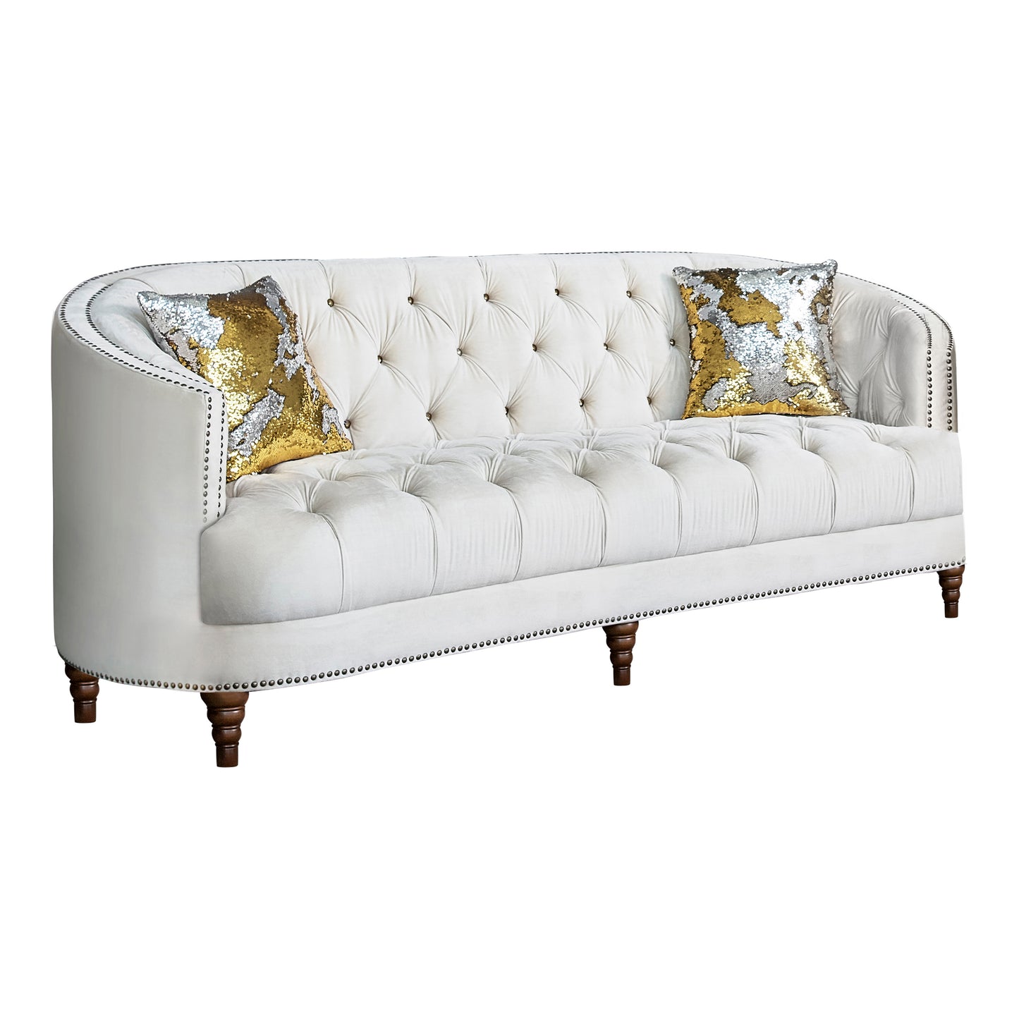 Avonlea 2-piece Upholstered Sloped Arm Living Room Set Champagne