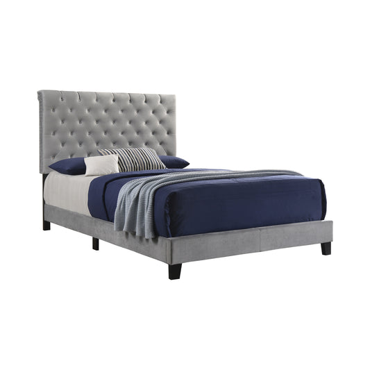 Warner Eastern King Upholstered Bed Grey