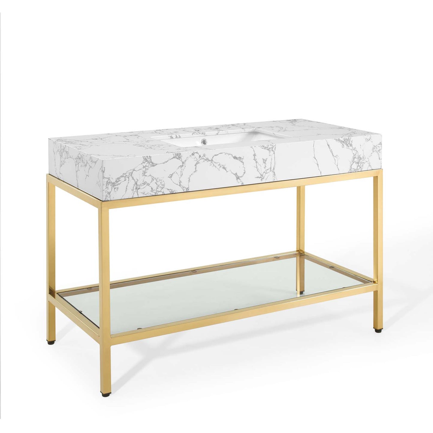 Kingsley 50" Gold Stainless Steel Bathroom Vanity