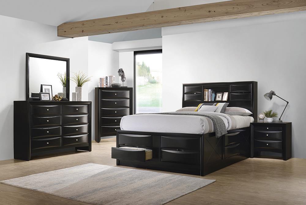 Briana Storage Bedroom Set with Bookcase Headboard Black