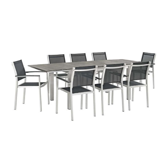 Shore 9 Piece Outdoor Patio Aluminum Dining Set