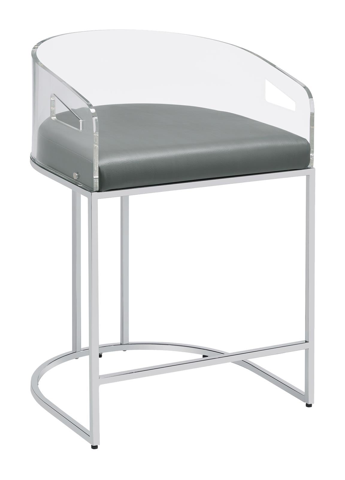 Thermosolis Acrylic Back Counter Height Stools Grey and Chrome (Set of 2)