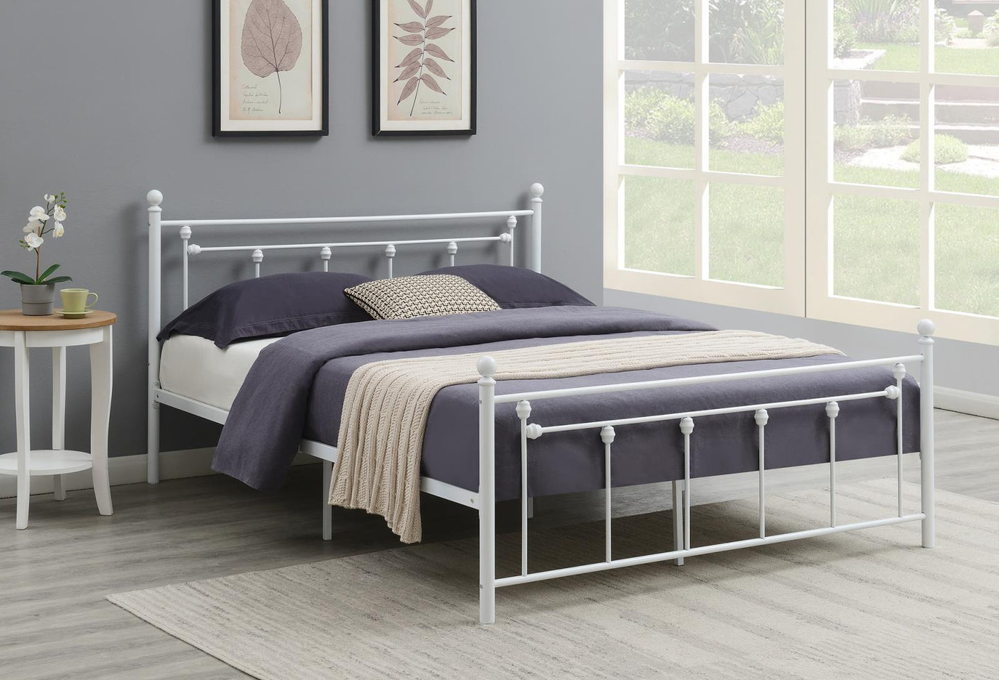 Canon Metal Slatted Headboard Platform Bed