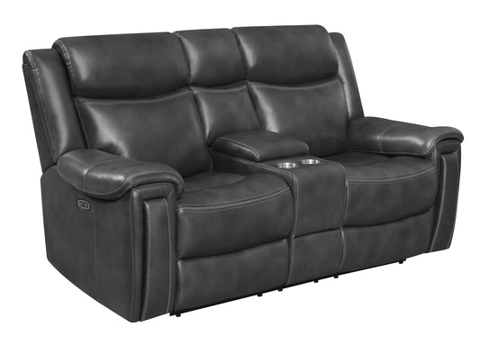 Shallowford Upholstered Power^2 Loveseat with Console Hand Rubbed Charcoal