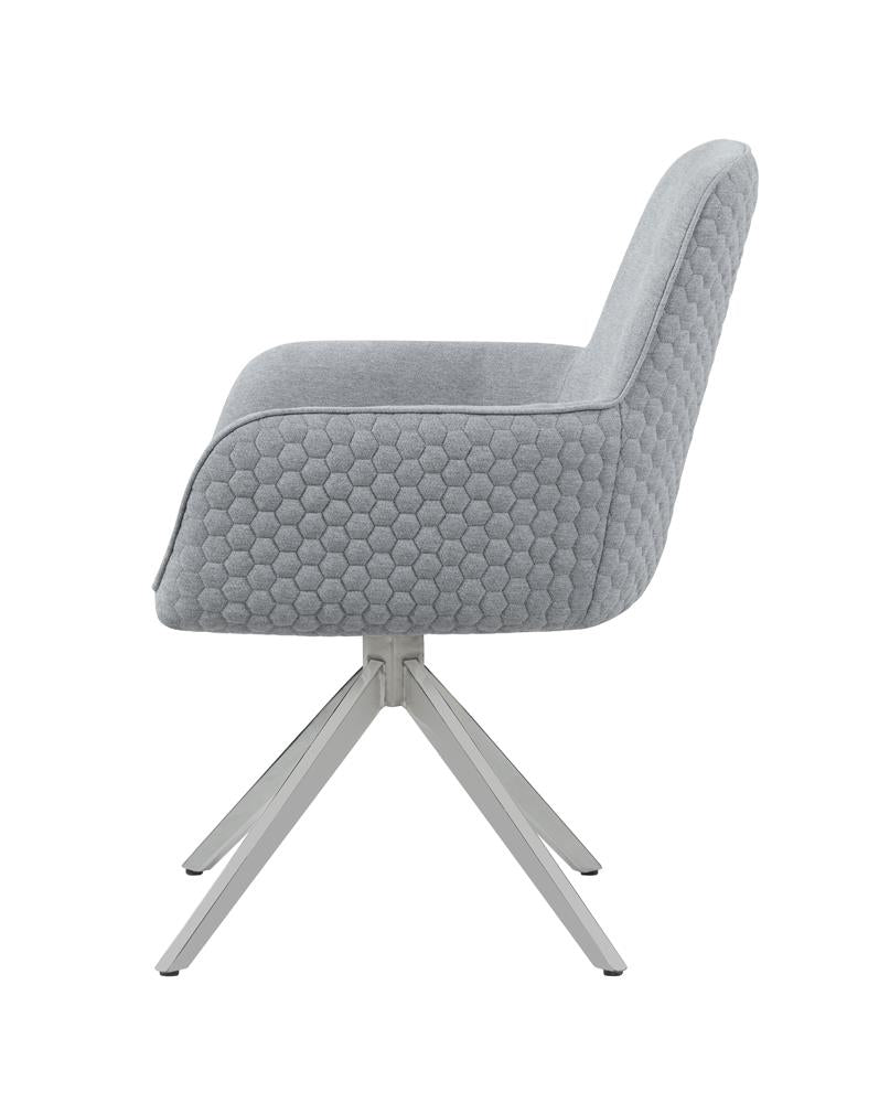 Abby Flare Arm Side Chair Light Grey and Chrome