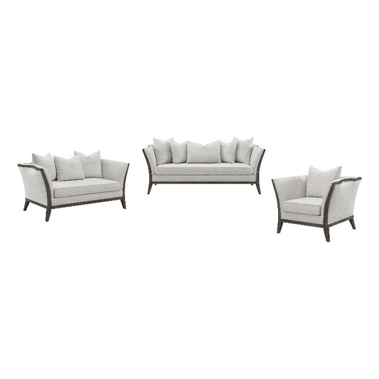 Lorraine 3-piece Upholstered Living Room Set with Flared Arms Beige