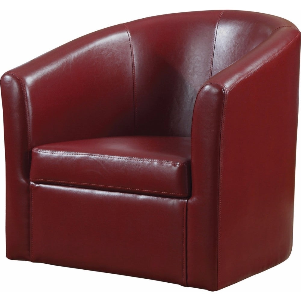 Upholstery Sloped Arm Accent Swivel Chair Red