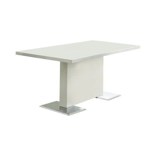 Anges T-shaped Pedestal Dining Table Glossy White