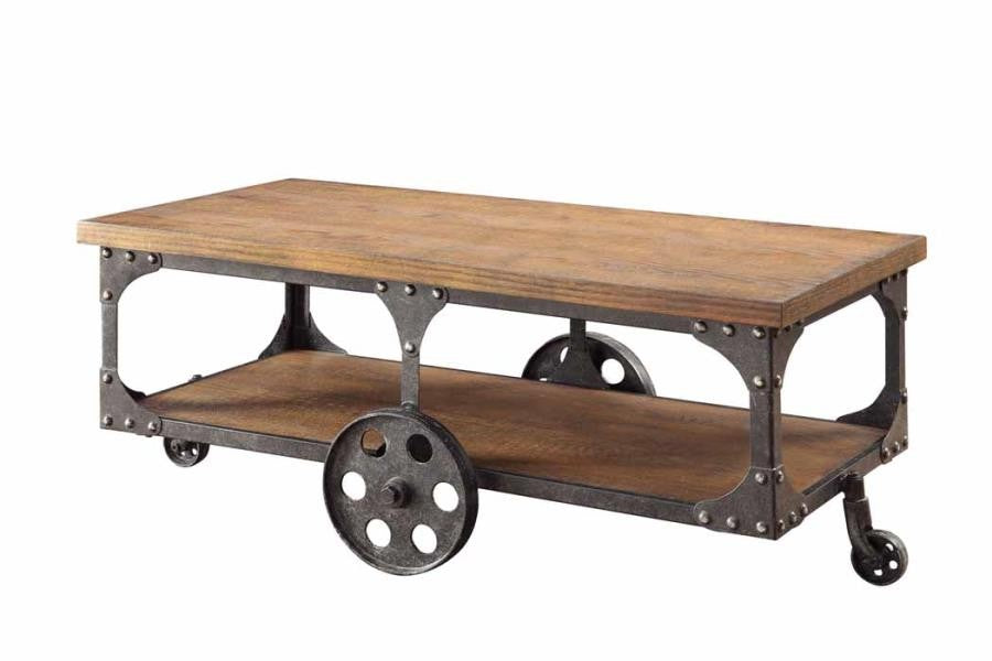 Roy Coffee Table with Casters Rustic Brown