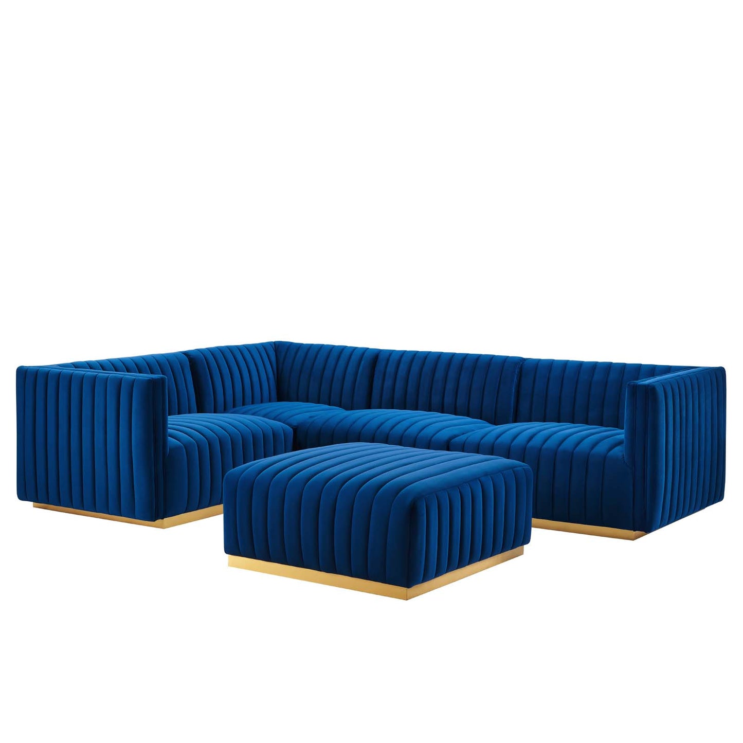 Conjure Channel Tufted Performance Velvet 5-Piece Sectional