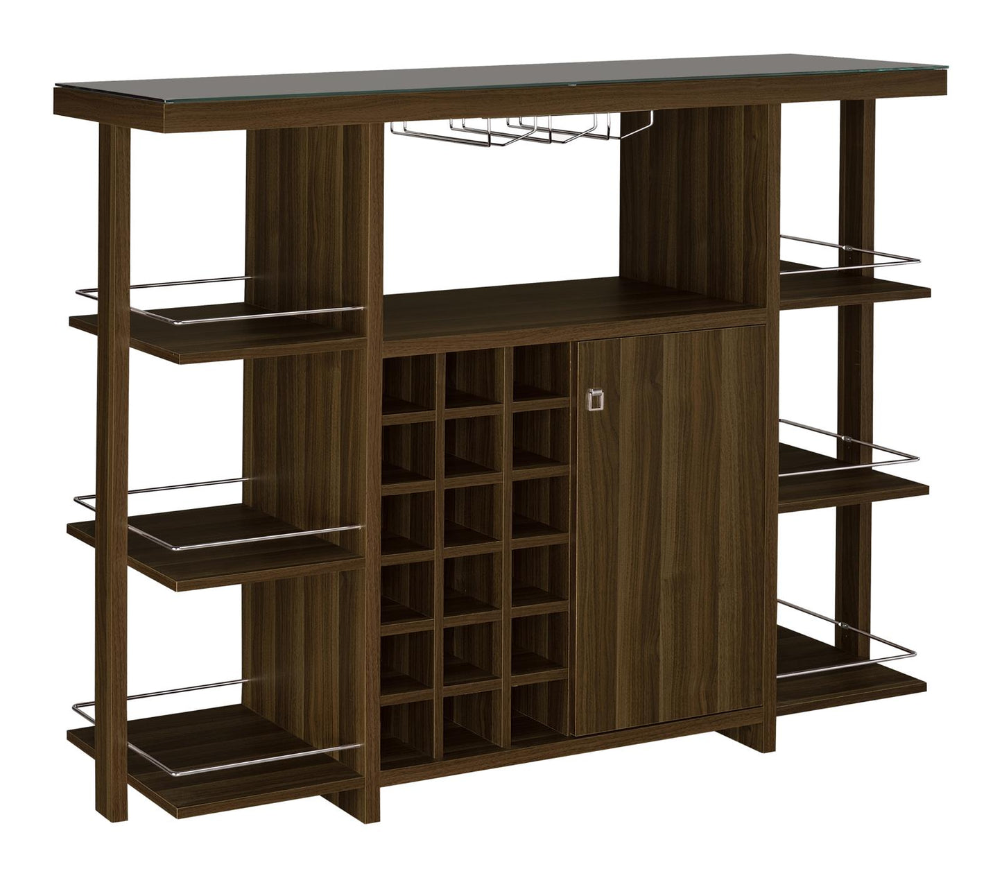 Diggs Bar Unit with Wine Bottle Storage Walnut