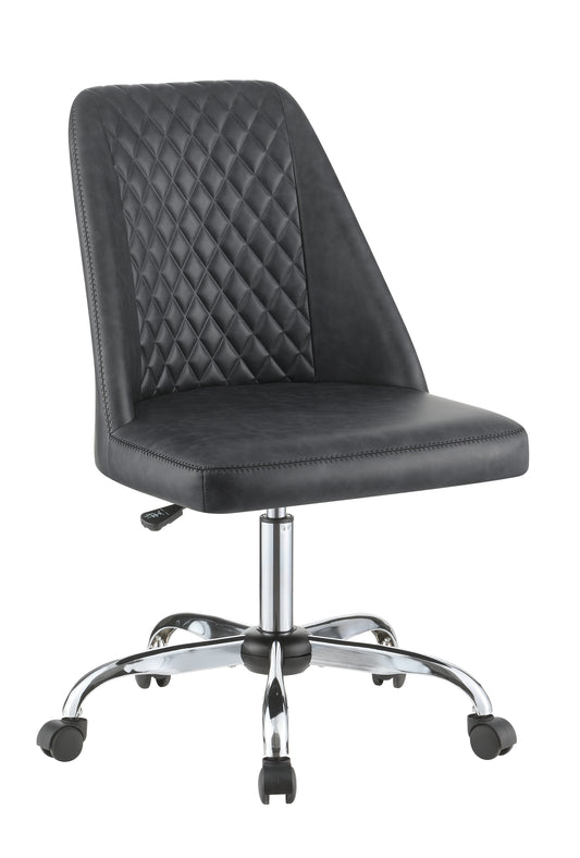 Upholstered Tufted Back Office Chair Grey and Chrome