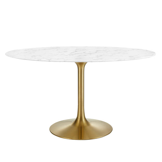 Lippa 54" Oval Artificial Marble Dining Table