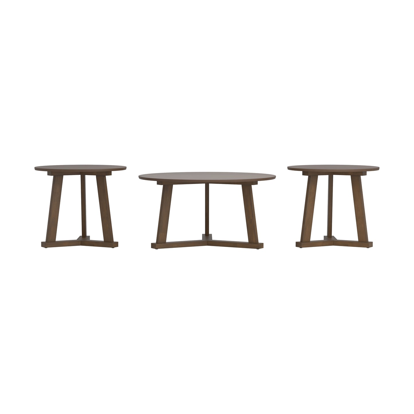 3-piece Round Occasional Table Set Natural Walnut