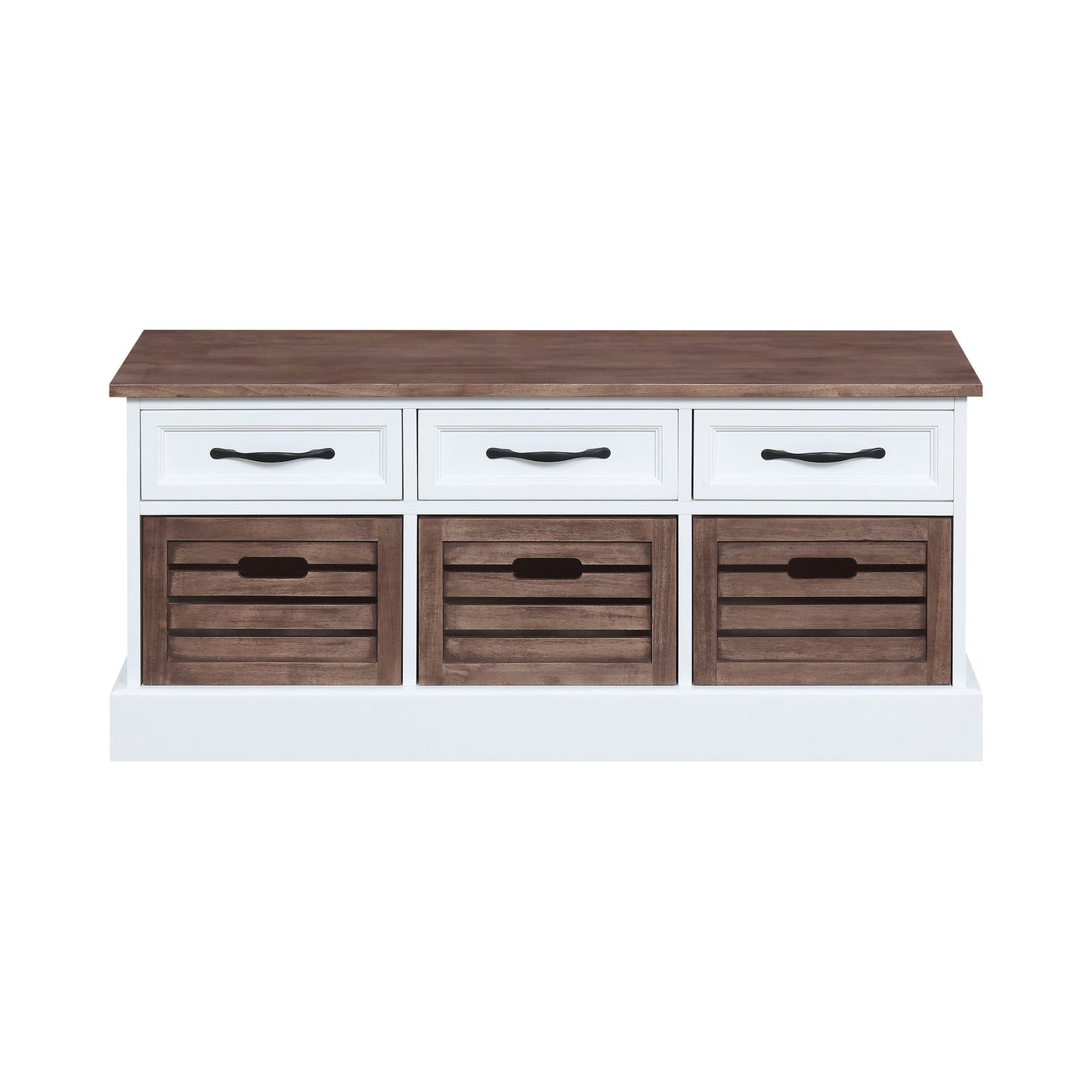 3-drawer Storage Bench Weathered Brown and White