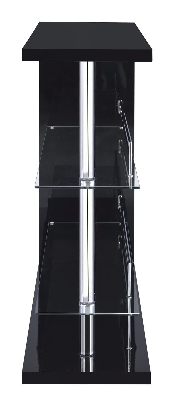 Prescott Rectangular 2-shelf Bar Unit Glossy Black