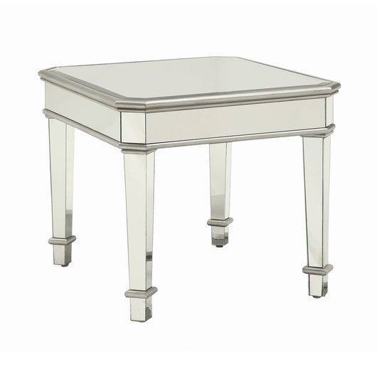 Cassandra Square Beveled Top End Table Silver