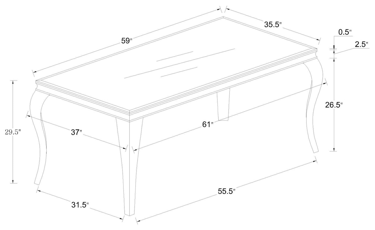 Carone Rectangular Dining Table Chrome and Black