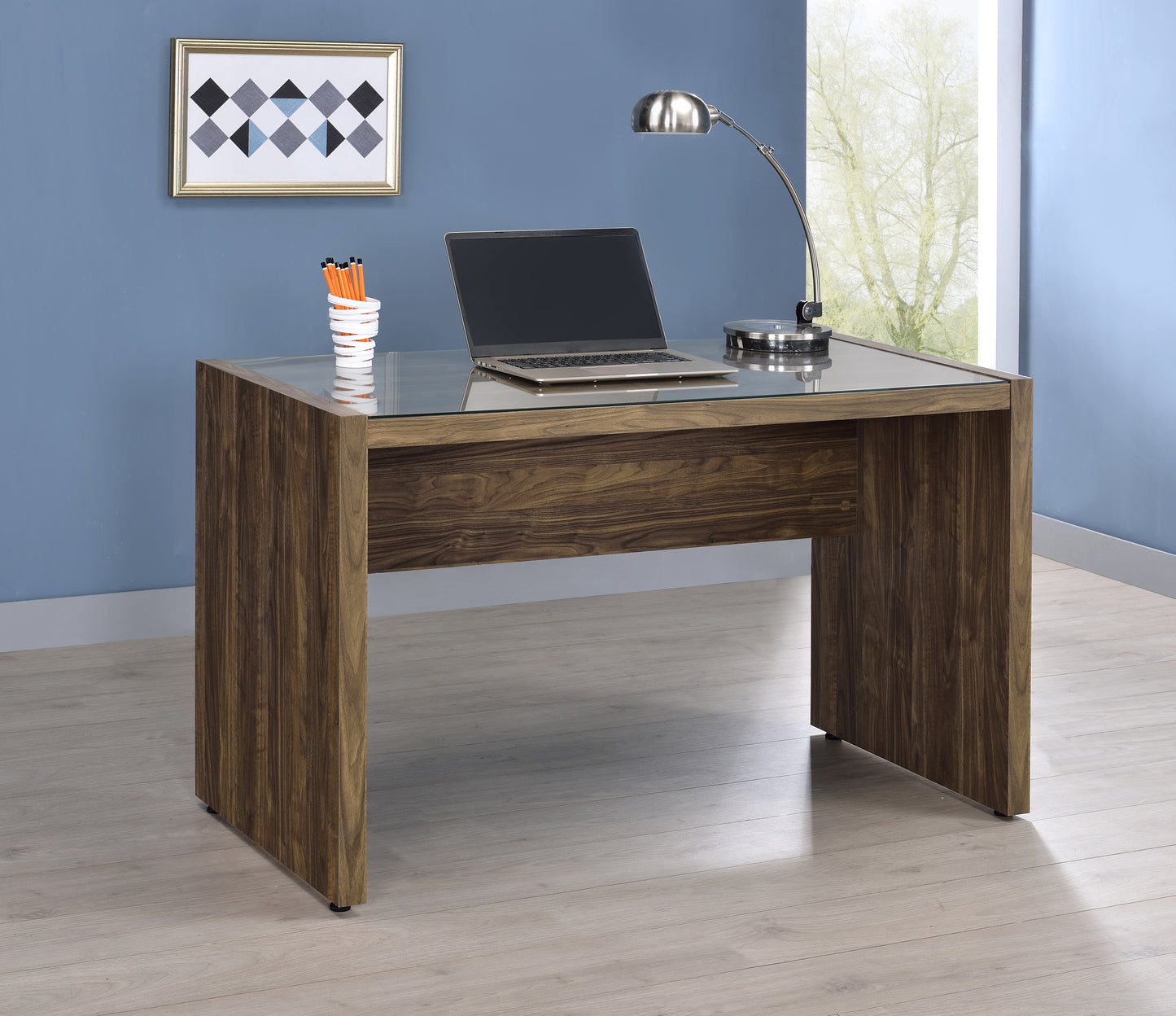 Luetta 48-inch Rectangular Writing Desk Aged Walnut