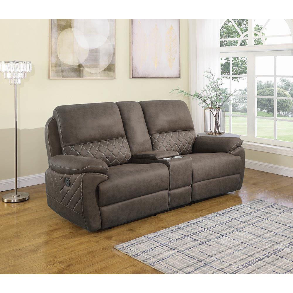 Variel Upholstered Tufted Motion Loveseat with Console