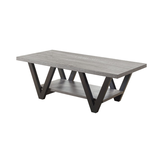 Higgins V-shaped Coffee Table Black and Antique Grey