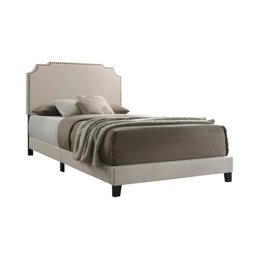 Tamarac Upholstered Nailhead Eastern King Bed Beige