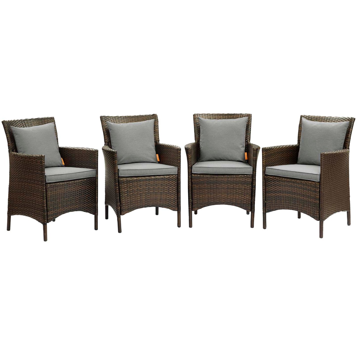 Conduit Outdoor Patio Wicker Rattan Dining Armchair Set of 4