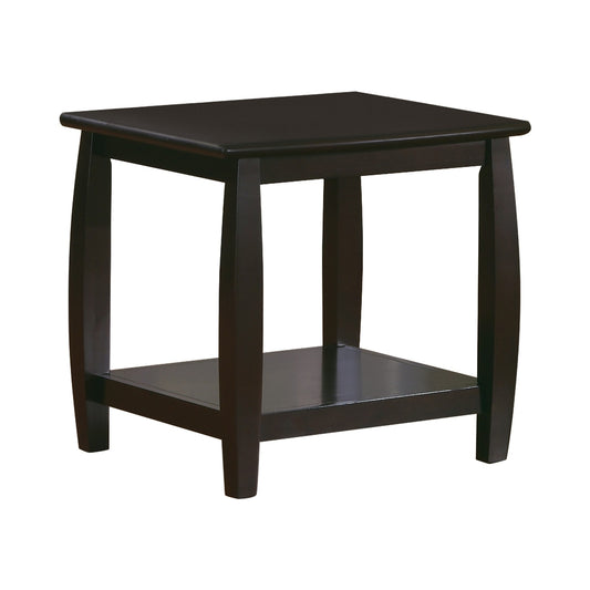 Square End Table with Bottom Shelf Espresso