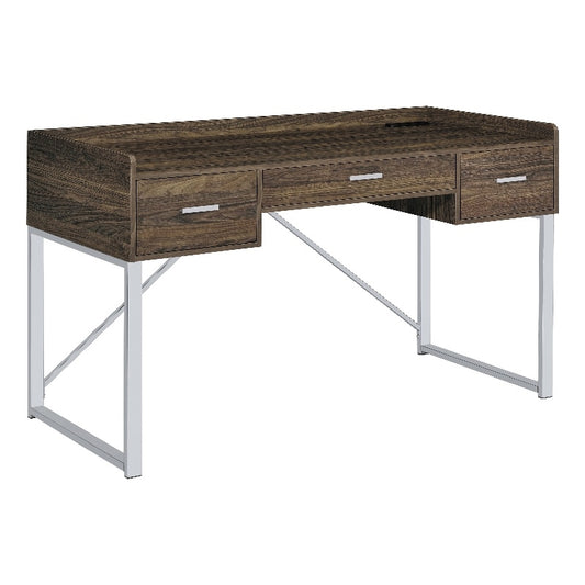 Angelica 3-drawer Writing Desk Walnut and Chrome