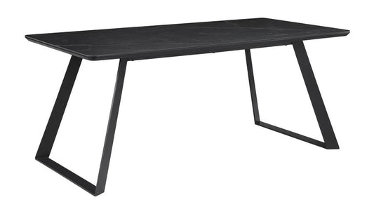 Smith Rectangle Ceramic Top Dining Table Black and Gunmetal