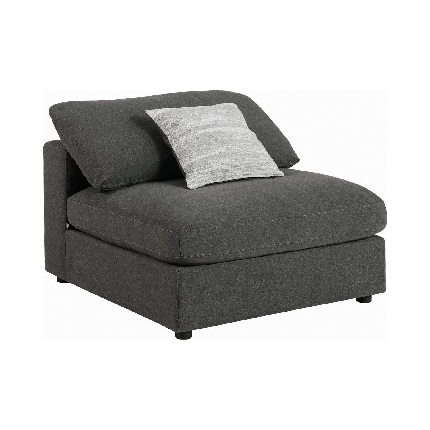 Serene Upholstered Armless Chair Charcoal