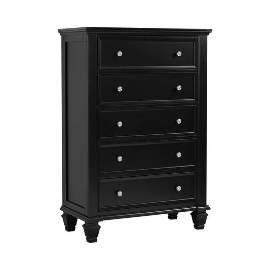 Sandy Beach 5-drawer Chest Black