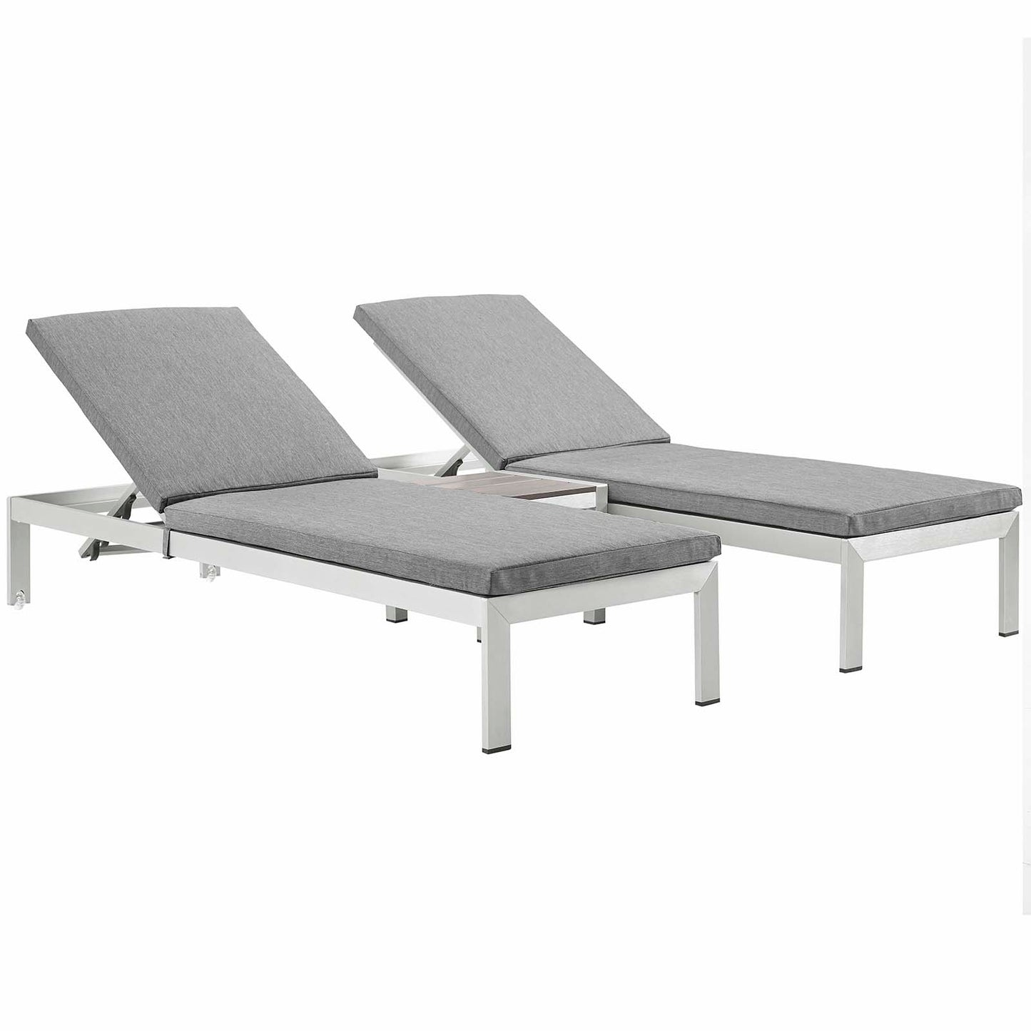 Shore 3 Piece Outdoor Patio Aluminum Chaise with Cushions