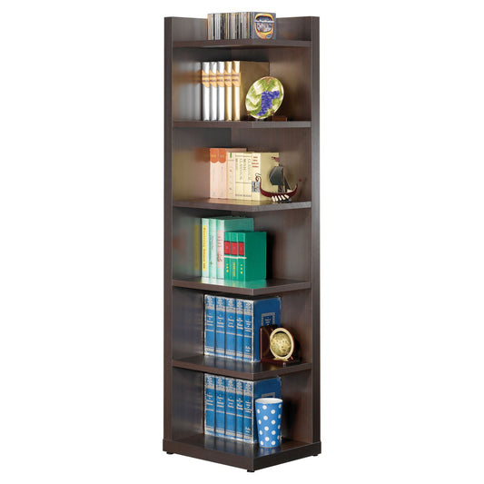 6-tier Corner Bookcase Cappuccino