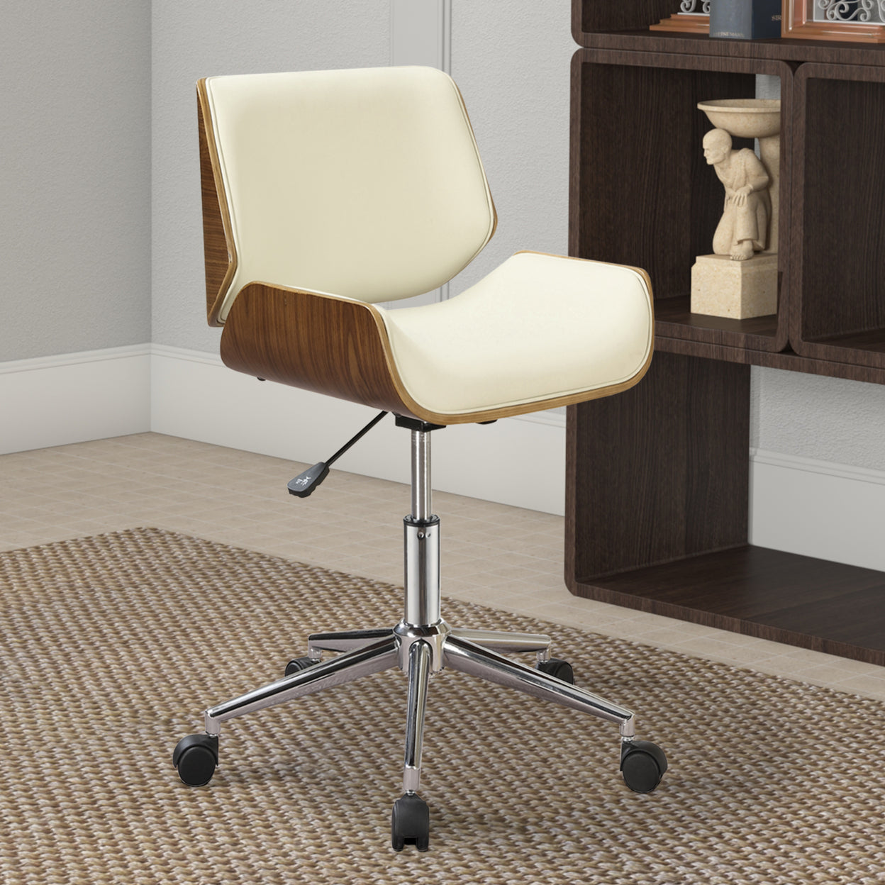 Adjustable Height Office Chair Ecru and Chrome