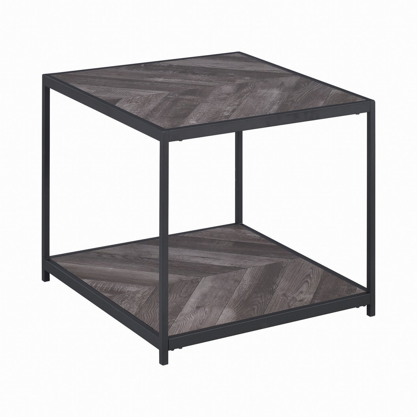 Beckley Chevron End Table Rustic Grey Herringbone