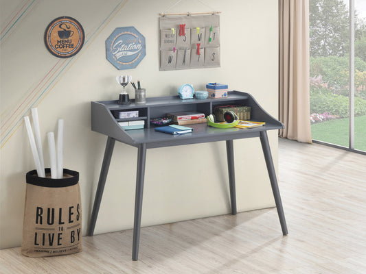 Delray 2-tier Open Shelving Writing Desk Grey Driftwood and Black