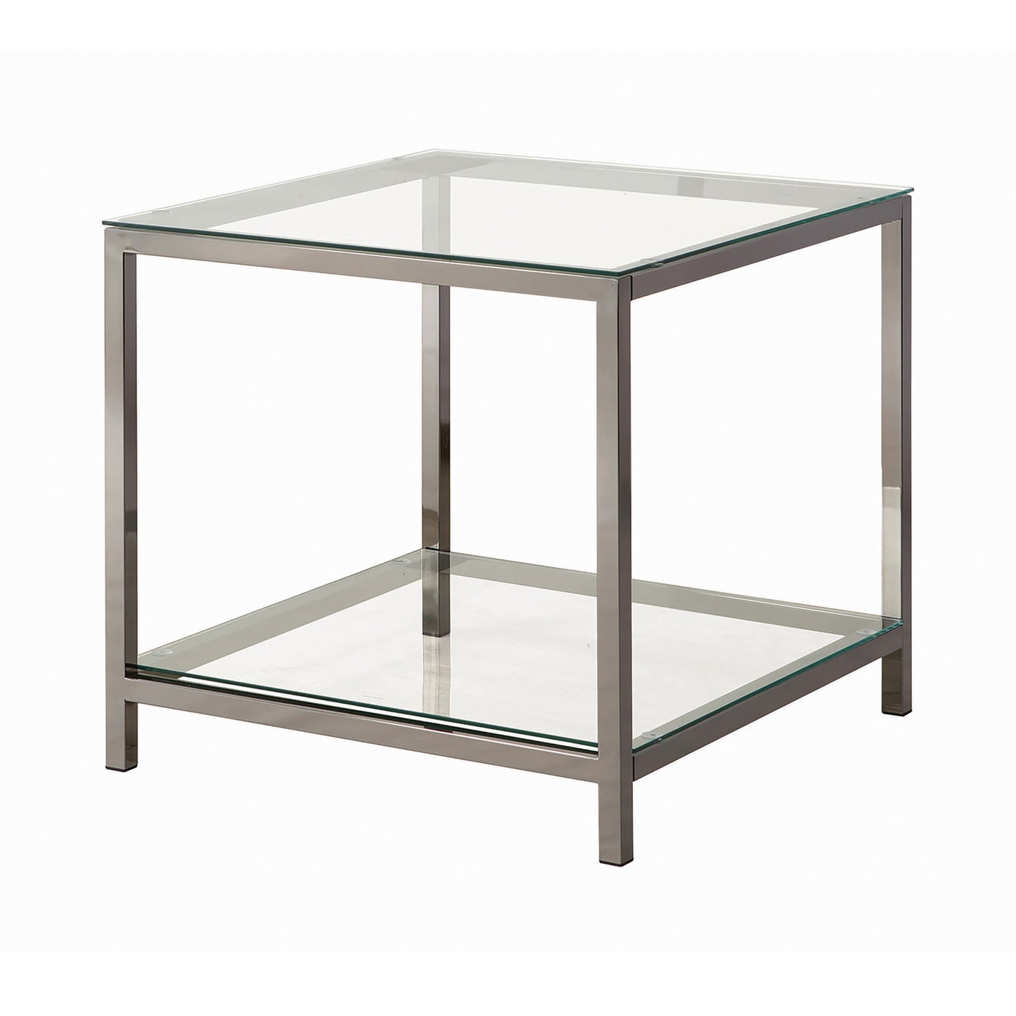 Ontario End Table with Glass Shelf Black Nickel