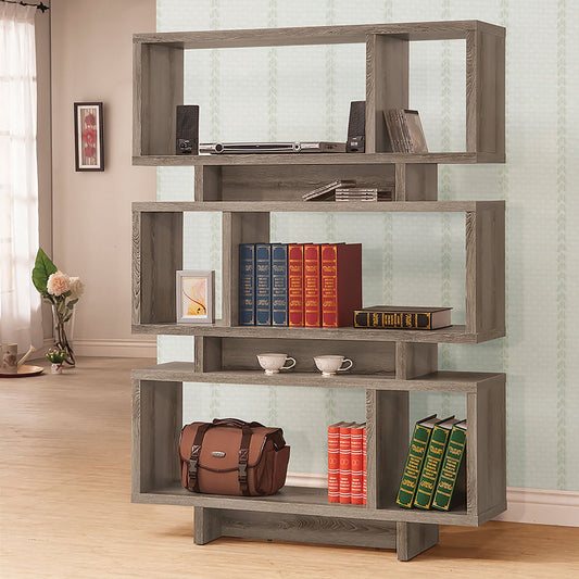 Reid 3-tier Geometric Bookcase Weathered Grey